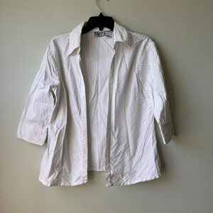 Millenium‎ Stretch Womens White Button-Up Shirt L